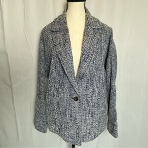 Mango Casual Blue Tweed Blazer Size Small Womens
